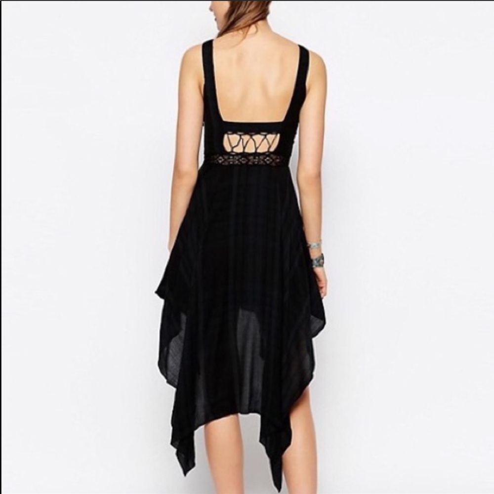 Free People Embroidered Lace Up Plaid Dress - Picture 3 of 9